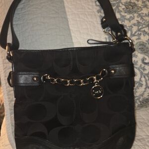 Coach Black Shoulder Bag with Chain Accent